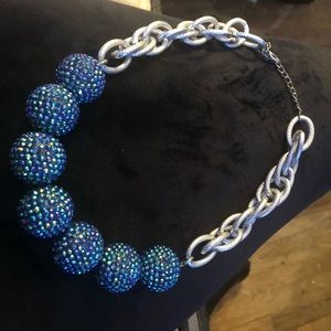 Silver and blue necklace.
